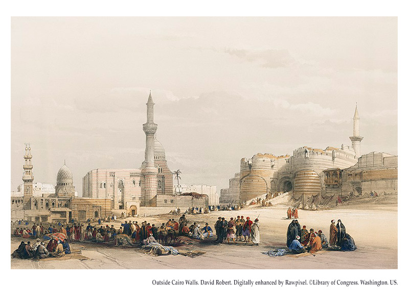 04-Outside Cairo Walls. David Robert. Digitally enhanced by Rawpixel. ©Library of Congress. Washington. US.